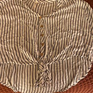 Black and white striped button up shirt